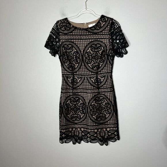 JOA Los Angeles Dress Womens Medium Lace Overlay Short Sleeve Wedding Guest Boho - Picture 11 of 11